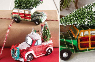 Red and Green Truck Ornaments  Set of 2
