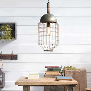 Industrial Metal Hanging Caged Pendant