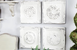 Chippy White Wall Medallions  Set of 4