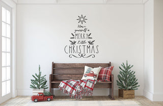 LARGE Merry Christmas Tree Decal | Handmade in USA