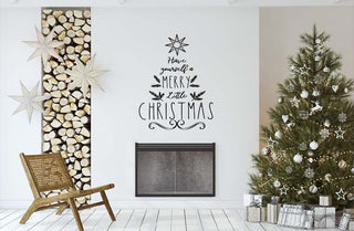 LARGE Merry Christmas Tree Decal | Handmade in USA