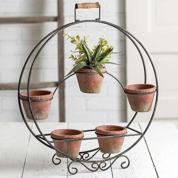 round pot plant stand Round Plant Stand with Terracotta Pots | Farmhouse Garden