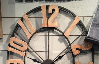 *HUGE* Rustic Wood and Metal Wall Clock