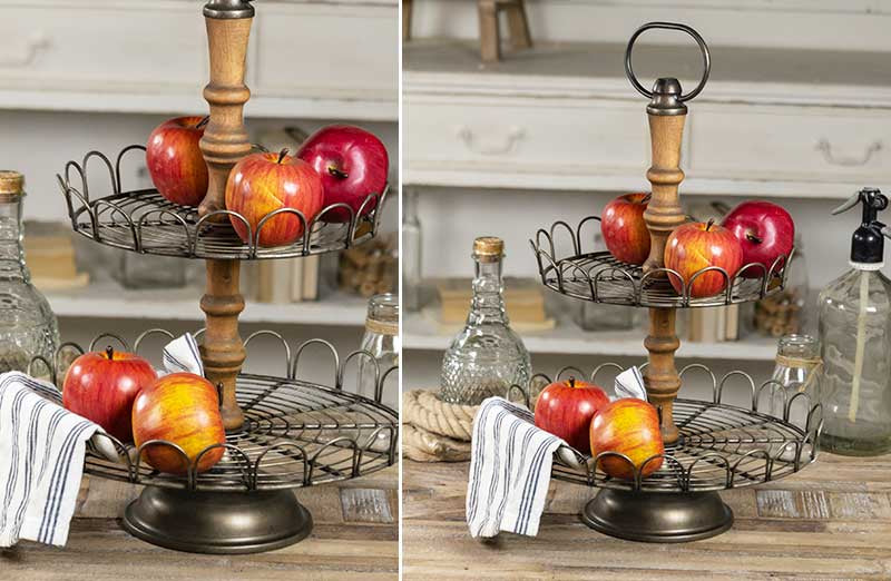 Scalloped Edge Two Tier Wire Tray Rustic Farmhouse Decor Steals