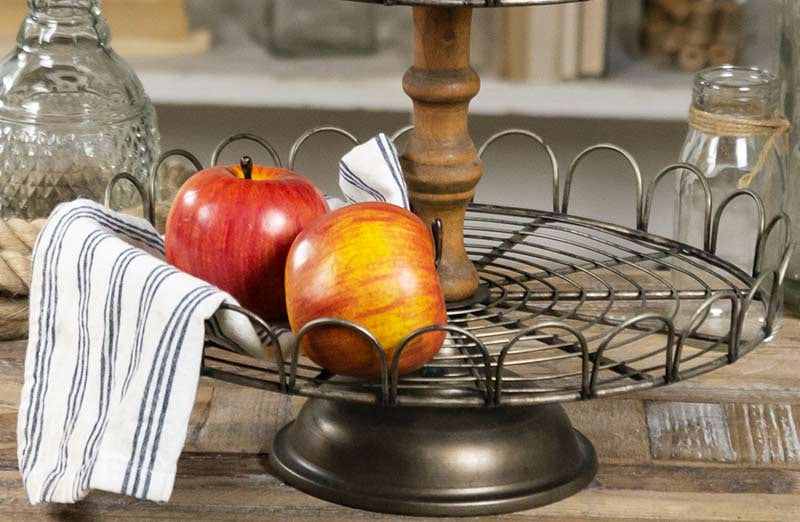 Scalloped Edge Two Tier Wire Tray Rustic Farmhouse Decor Steals