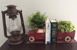 Distressed Red Truck Bookends