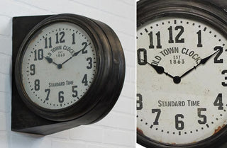 Double-Sided Old Town Wall Clock