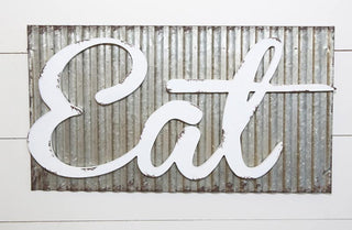 Corrugated Metal "Eat" Sign