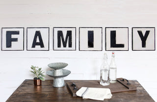 Embossed Scrabble Tile "Family" Sign