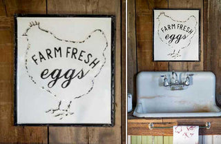 Embossed Metal Farm Fresh Eggs Sign