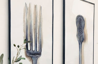 Enamel Fork and Spoon Wall Art  Set of 2