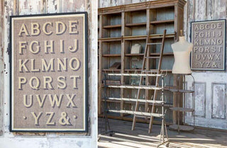 38in TALL Framed Vintage Alphabet