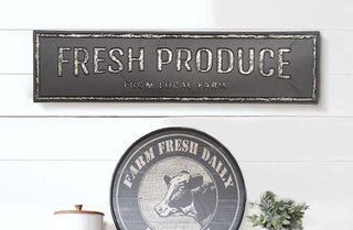 Metal "Fresh Produce" Sign