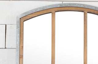Galvanized Metal and Wooden Arched Mirror