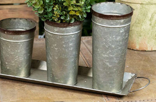 Galvanized Metal Planter Buckets With Tray