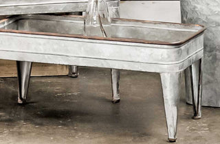 Galvanized Metal and Wood Tray Tables  Set of 2