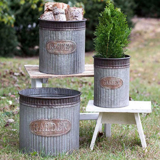 3 piece metal pot planter set Metal Garden Planter Set of Three