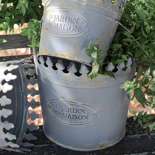 Metal Ornate Planter Buckets  Set Of 3