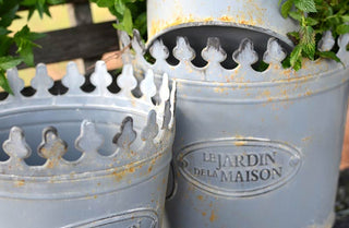 Metal Ornate Planter Buckets  Set Of 3