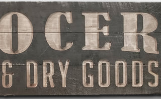 Carved Wood Groceries Sign
