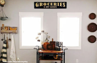 Carved Wood Groceries Sign