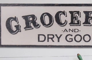 *HUGE* Vintage Enamel Groceries Sign