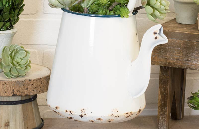 hanging watering can planter Enamel Hanging Watering Can Planter