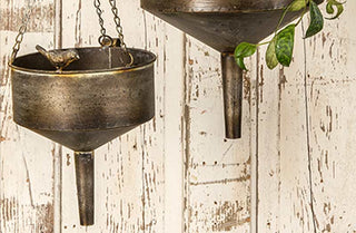 hanging funnel planter Galvanized Funnel Hanging Planter Set of 2
