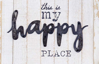 Distressed Wooden Happy Place Sign