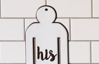 His and Hers Metal Bathroom Signs