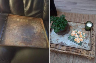 Distressed Finish Vintage Metal Bread Tray