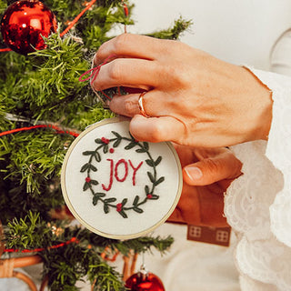 Embroidered Joy Ornament | Handmade in USA