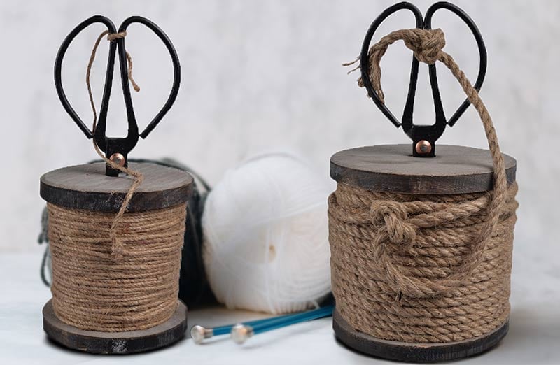 Jute Rope Spindle With Scissors - Decor Steals