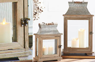 Distressed Cottage Lanterns  Set of 2