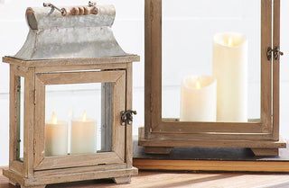 Distressed Cottage Lanterns  Set of 2