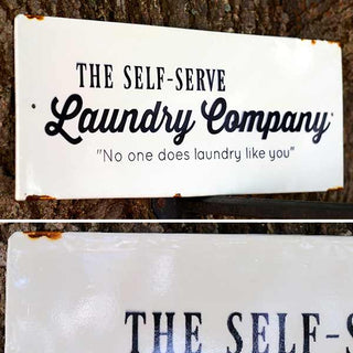Distressed Metal Self Serve Laundry Sign