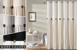 Linen Button Shower Curtain, Pick Your Color
