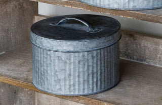 Round Corrugated Tin Containers  Set of 3