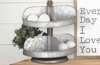 Galvanized Two Tier Serving Tray
