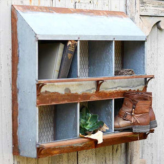 Aged Galvanized Metal Wall Cubby