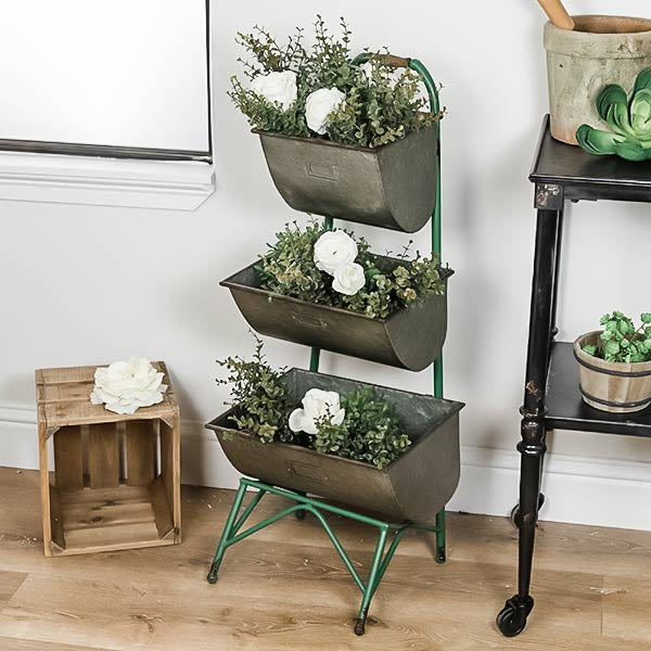 galvanized metal pot planter Galvanized Metal Three Tiered Planter | Farmhouse Living