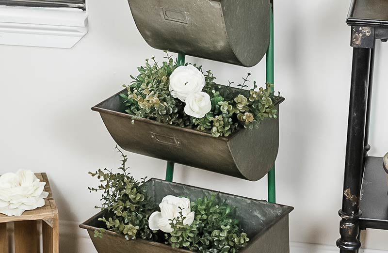 galvanized hanging triple planter Galvanized Metal Three Tiered Planter | Farmhouse Living