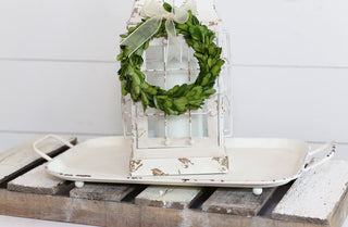 Distressed White Decorative Lantern