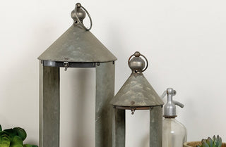 Rustic Metal Lanterns  Set of 2