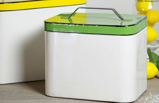 Chippy Enamel Lemon and Lime Canisters  Set of 2