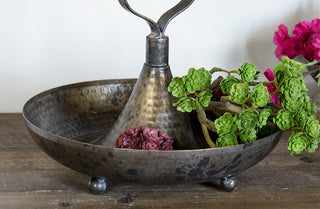 Textured Metal Bowls With Handle