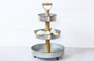 Three Tiered Rustic Metal Tray
