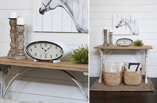 Distressed Metal Oval Table Clock