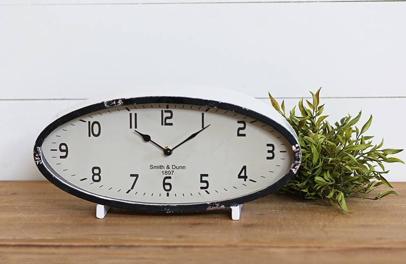 Distressed Metal Oval Table Clock - Table Clocks - Decor Steals