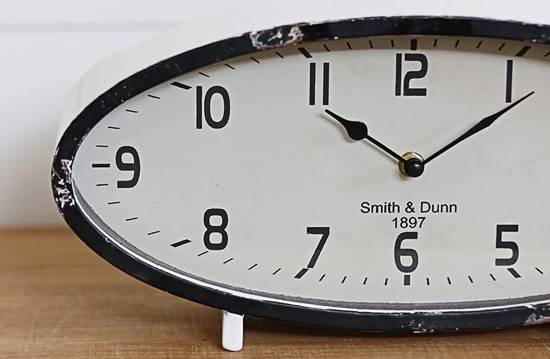 Distressed Metal Oval Table Clock - Table Clocks - Decor Steals
